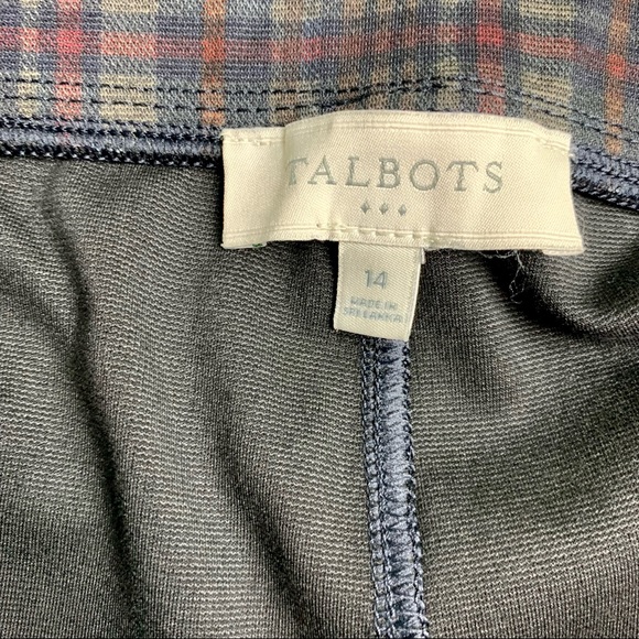 Talbots plaid Ponte Pants dark black red blue EUC Size 14 - Picture 3 of 8